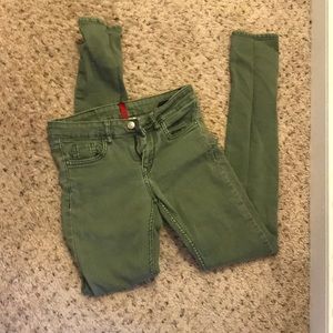 Army green skinny jeans